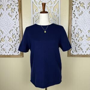Theory | Women’s 100% Cashmere Navy Blue Short Sleeve Sweater